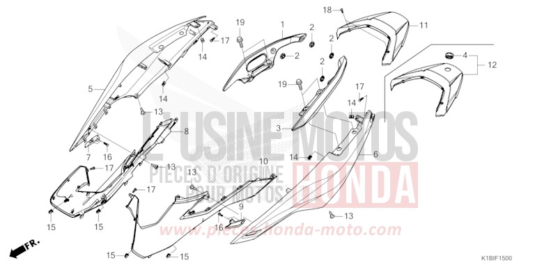 HOUSSE DE CARROSSERIE/POIGNEE ARRIERE de Forza 350 PEARL NIGHTSTAR BLACK (NHA84) 2026